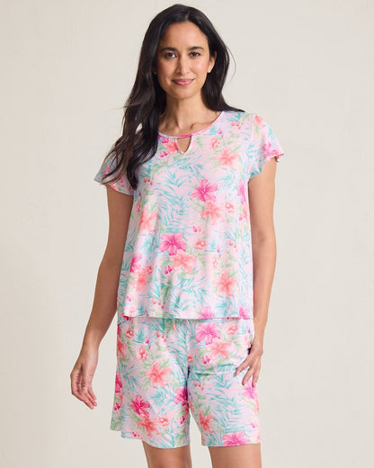 Jersey Short-Sleeve Top & Bermuda Shorts Pajama Set