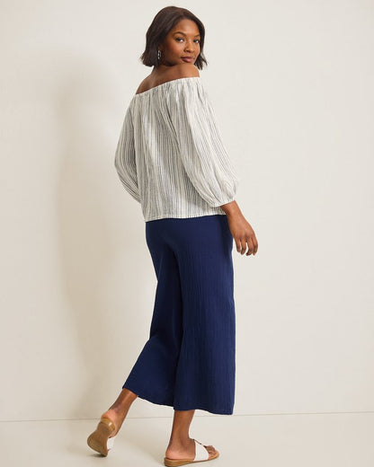 Island Gauze Luminous Tide Off-the-Shoulder Top