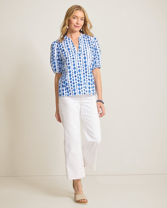 Oceana Isle Crystalline Cove Puff-Sleeve Top