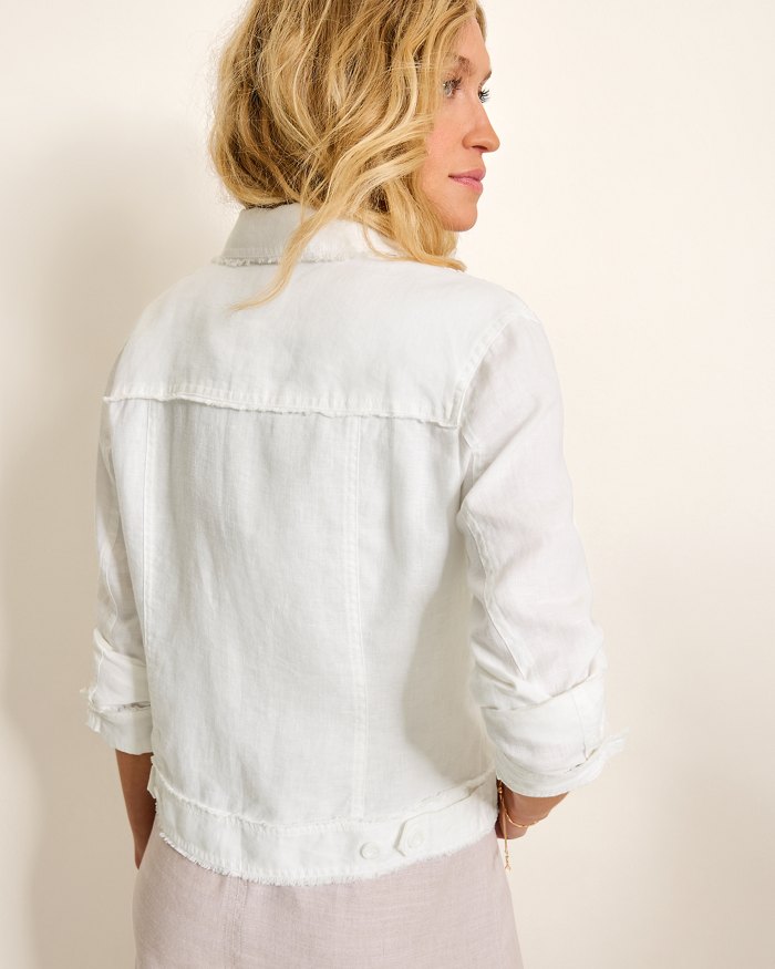 Two Palms Linen Raw-Edge Jacket