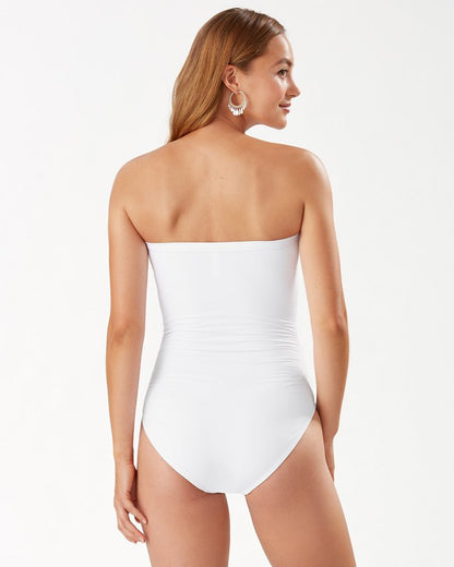 Pearl Shirred Bandeau One-Piece Swimsuit