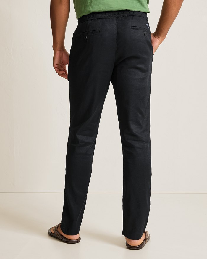 Beach Coast Linen-Blend Elastic-Waist Pants