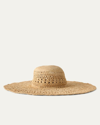 Lana Crochet Raffia Wide-Brim Packable Hat