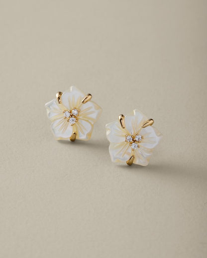 Flora Isles Mother of Pearl & Flower Stud Earrings