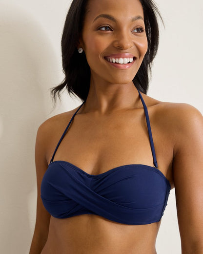 Pearl Twist-Front Bandeau Bikini Top