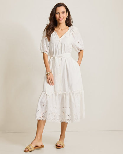 Oceana Isle Flora Fresco Embroidered Shirt Dress