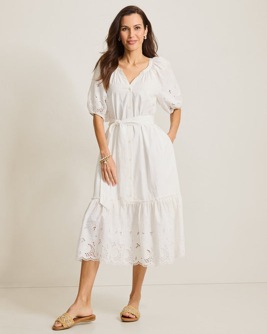 Oceana Isle Flora Fresco Embroidered Shirt Dress