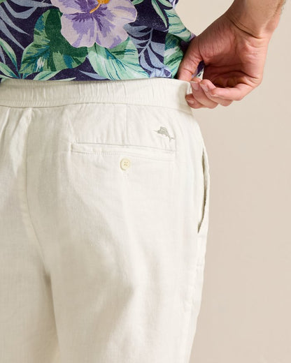 Beach Coast Linen-Blend Elastic-Waist Pants