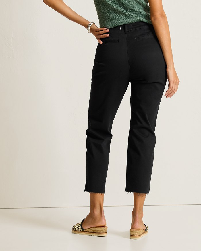 Mid-Rise Raw-Edge Cropped Chino Pants