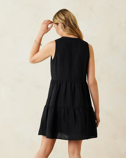 St. Lucia Linen-Blend Tiered Coverup Dress