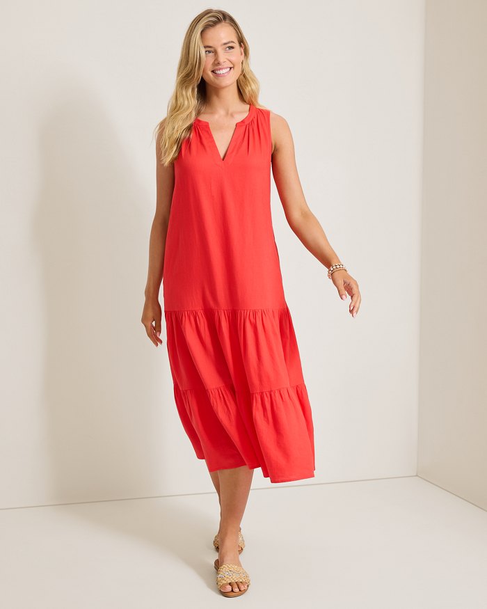 Palm Shores Linen-Blend Sundress
