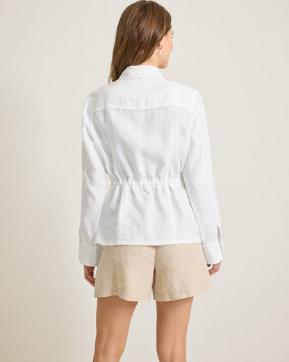 Two Palms Linen Raw-Edge Utility Jacket