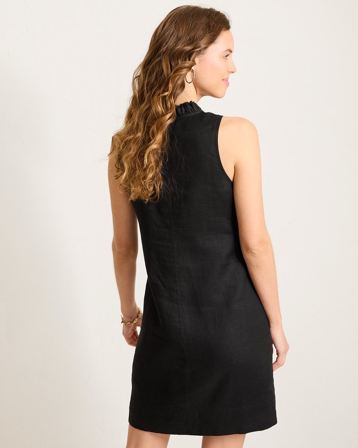 Two Palms Double-Ruffle Linen Dress