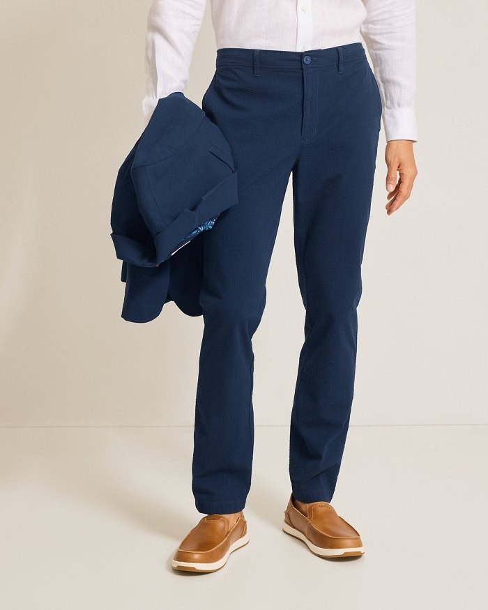 Nova Wave Half E-Waist Stretch-Seersucker Pants