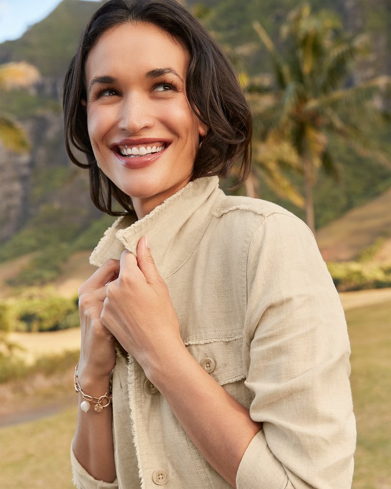 Two Palms Linen Raw-Edge Jacket