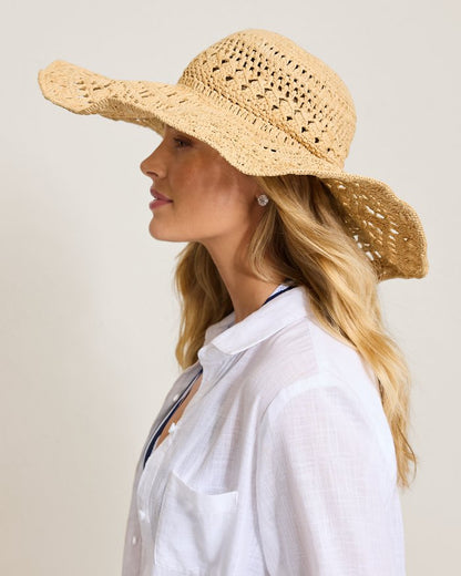 Lana Crochet Raffia Wide-Brim Packable Hat