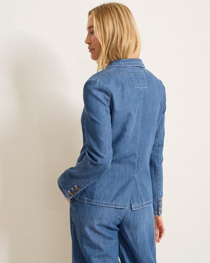 Linen-Blend Denim Blazer