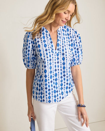Oceana Isle Crystalline Cove Puff-Sleeve Top