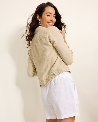 Two Palms Linen Raw-Edge Jacket