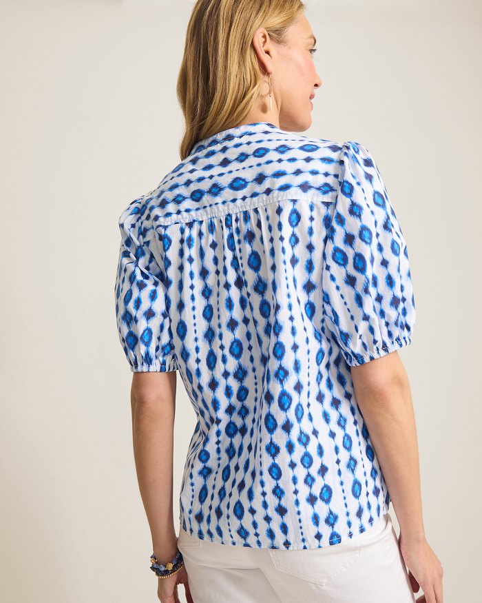 Oceana Isle Crystalline Cove Puff-Sleeve Top