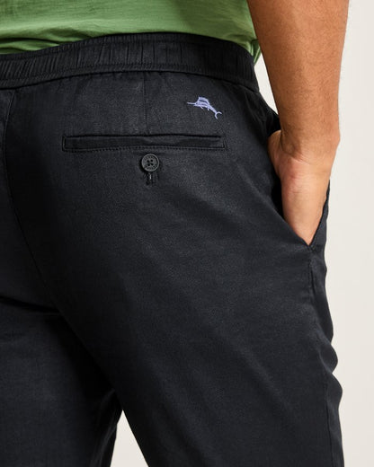 Beach Coast Linen-Blend Elastic-Waist Pants