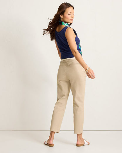 Mid-Rise Raw-Edge Cropped Chino Pants
