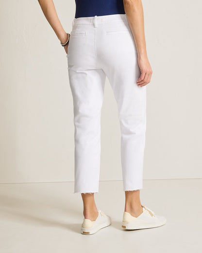Mid-Rise Raw-Edge Cropped Chino Pants
