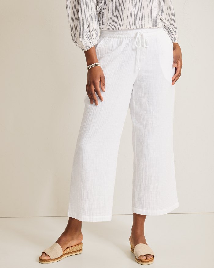 Island Gauze High-Rise Cropped Wide-Leg Pants