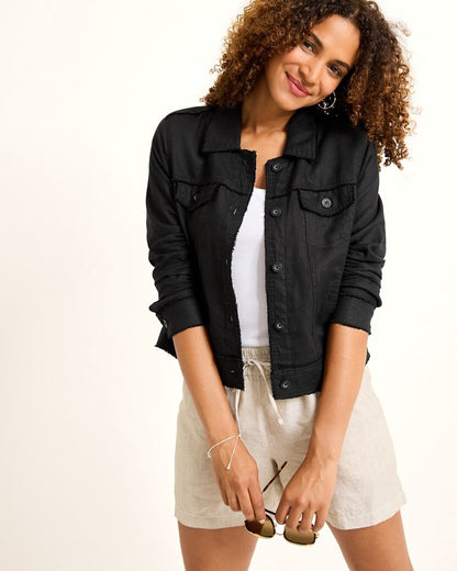 Two Palms Linen Raw-Edge Jacket