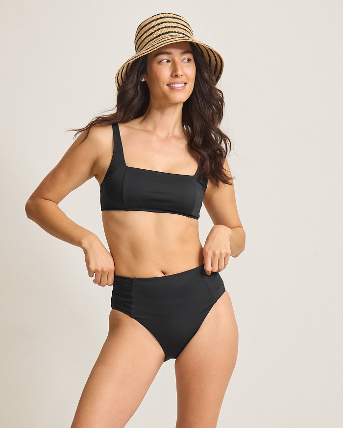 High-Waist Side Panel Bikini Bottoms