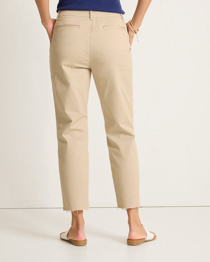 Mid-Rise Raw-Edge Cropped Chino Pants