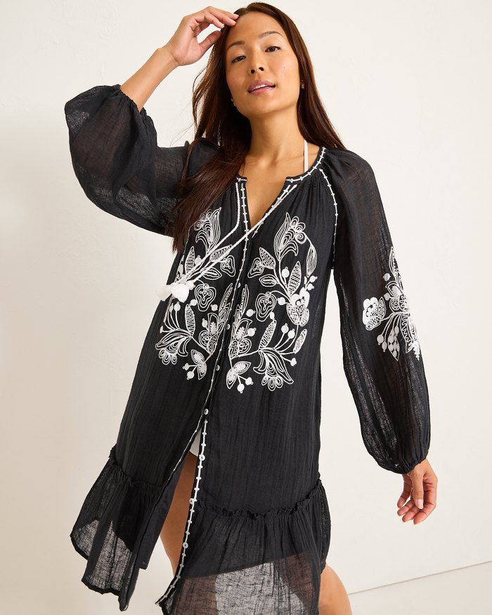 Linen Gauze Tunic Coverup Dress