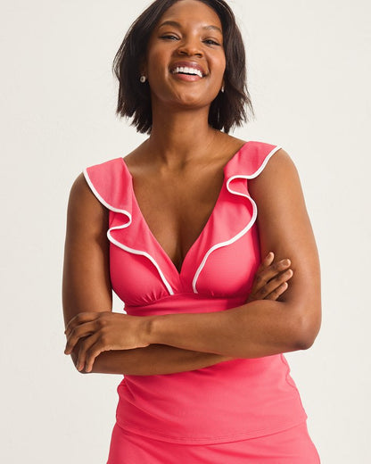 Island Cays Cabana Ruffle Tankini Top