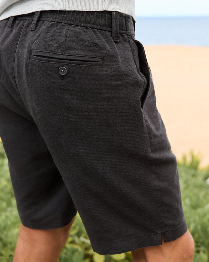 Isla Sands Stripe Stretch-Linen 9-Inch Shorts