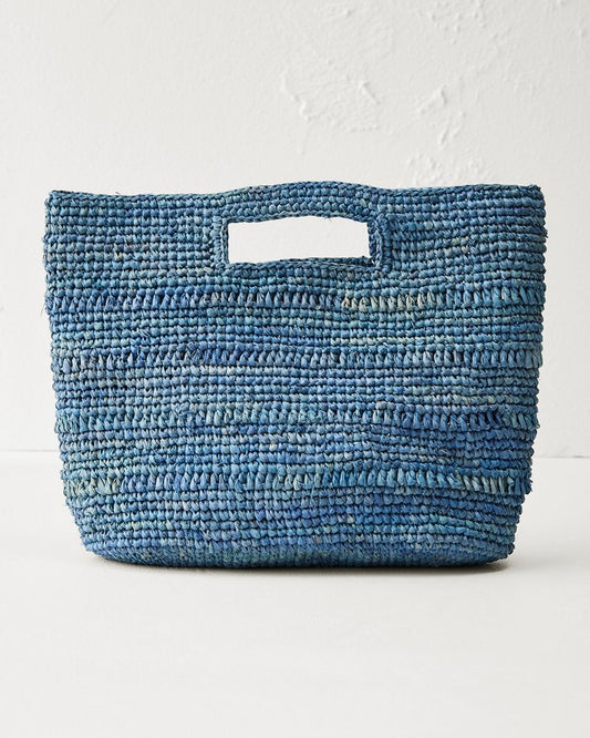 Naomi Denim Raffia Mini Bag