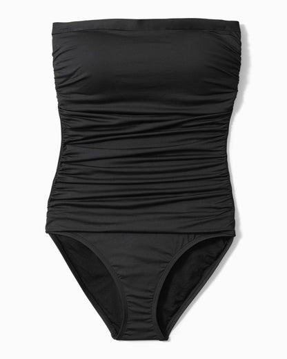 Pearl Shirred Bandeau One-Piece Swimsuit