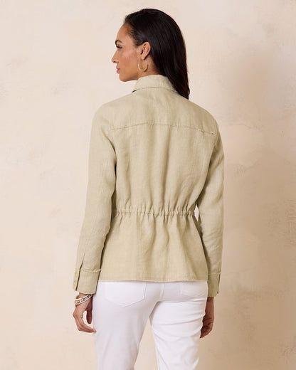 Two Palms Linen Raw-Edge Utility Jacket