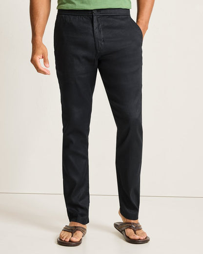 Beach Coast Linen-Blend Elastic-Waist Pants