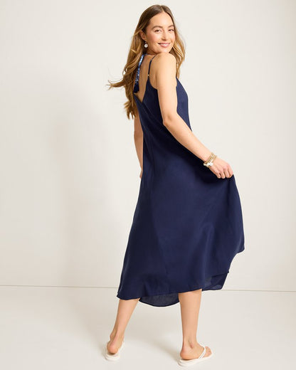 Capri Coast Bias-Cut Linen-Blend Coverup Dress