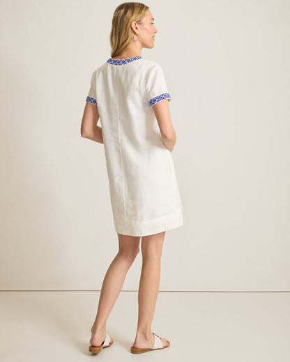 Two Palms Coastal Tiles Linen Dress