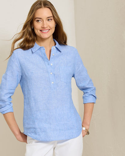 Coastalina Linen Popover Top