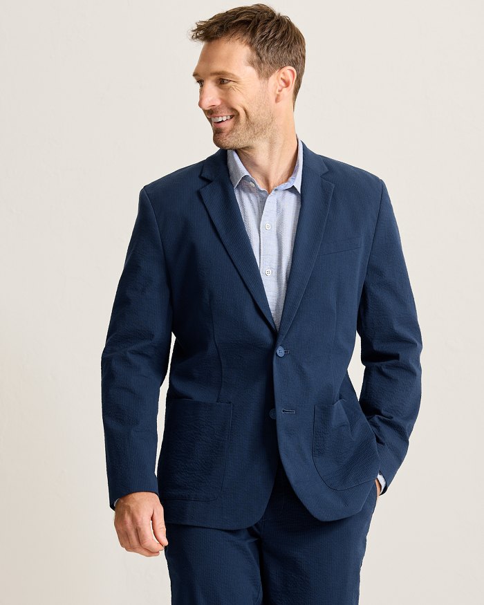 Nova Wave Stretch-Seersucker Blazer