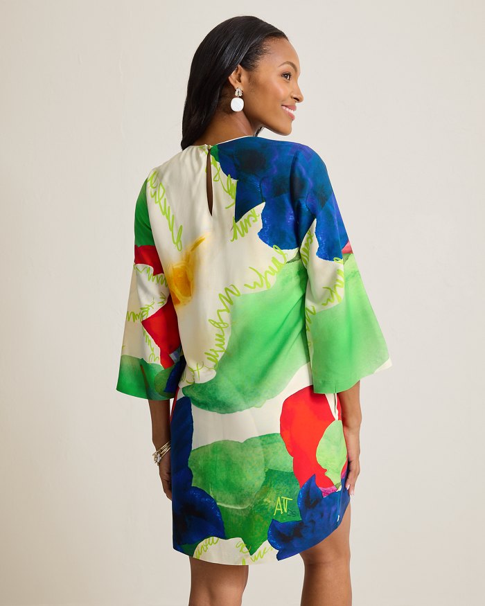 Penney Blooms 3/4-Sleeve Silk Dress