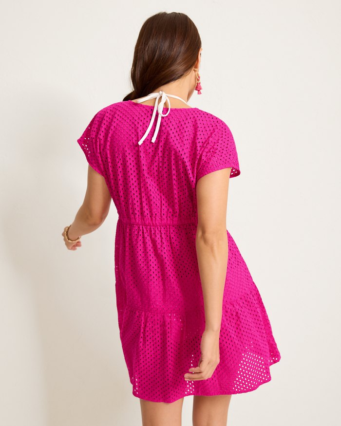 Eyelet Cotton V-Neck Coverup Dress