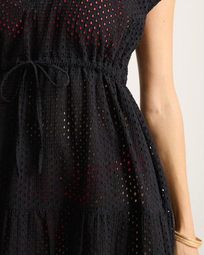 Eyelet Cotton V-Neck Coverup Dress