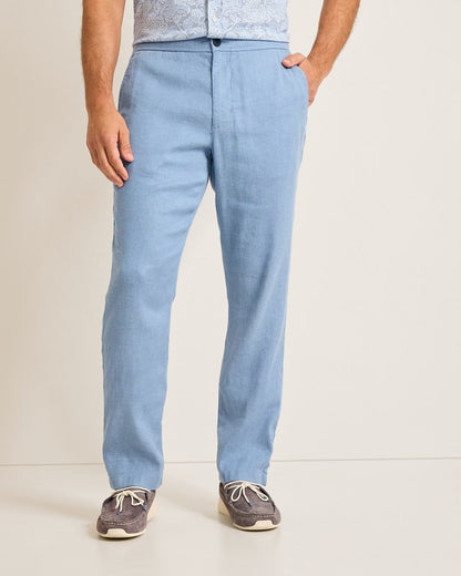 Beach Coast Linen-Blend Elastic-Waist Pants