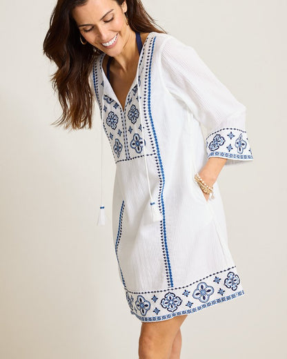 Bali Breeze Embroidered Tunic Coverup Dress
