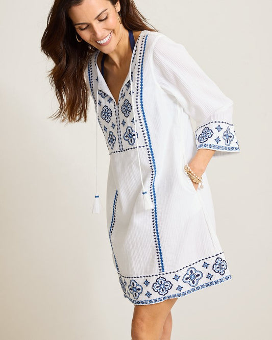 Bali Breeze Embroidered Tunic Coverup Dress