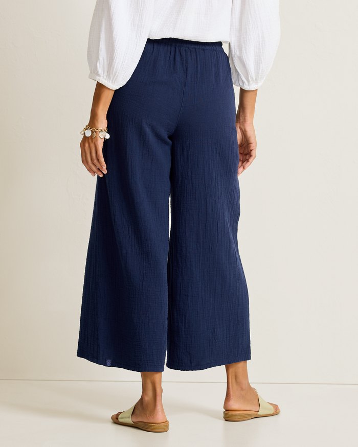 Island Gauze High-Rise Cropped Wide-Leg Pants