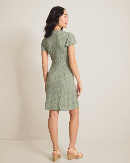 Sophia Bay Breeze Short-Sleeve Faux-Wrap Dress